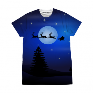 Santa's Sleigh by Moonlight T-Shirt - All-over Reverse Print